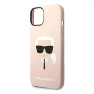   Karl Lagerfeld Silicone Karl's Head Apple iPhone 14 Plus Magsafe hátlap tok, halvány rózsaszín