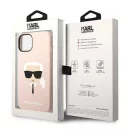 Karl Lagerfeld Silicone Karl's Head Apple iPhone 14 Plus Magsafe hátlap tok, halvány rózsaszín