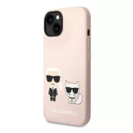   Karl Lagerfeld Silicone Karl & Choupette Apple iPhone 14 Plus hátlap tok, halvány rózsaszín