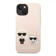   Karl Lagerfeld Silicone Karl & Choupette Apple iPhone 14 Plus hátlap tok, halvány rózsaszín
