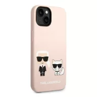   Karl Lagerfeld Silicone Karl & Choupette Apple iPhone 14 Plus hátlap tok, halvány rózsaszín