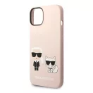 Karl Lagerfeld Silicone Karl & Choupette Apple iPhone 14 Plus hátlap tok, halvány rózsaszín