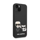 Karl Lagerfeld Liquid Silicone Karl & Choupette Apple iPhone 14 Plus Magsafe hátlap tok, fekete