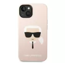 Karl Lagerfeld Silicone Karl's Head Apple iPhone 14 Magsafe hátlap tok, halvány rózsaszín