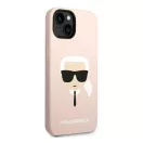 Karl Lagerfeld Silicone Karl's Head Apple iPhone 14 Magsafe hátlap tok, halvány rózsaszín