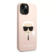   Karl Lagerfeld Silicone Karl's Head Apple iPhone 14 Magsafe hátlap tok, halvány rózsaszín