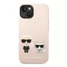 Karl Lagerfeld Silicone Karl & Choupette Apple iPhone 14 Magsafe hátlap tok, halvány rózsaszín