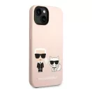 Karl Lagerfeld Silicone Karl & Choupette Apple iPhone 14 Magsafe hátlap tok, halvány rózsaszín