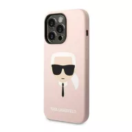   Karl Lagerfeld Silicone Karl's Head Apple iPhone 14 Pro Max Magsafe hátlap tok, halvány rózsaszín
