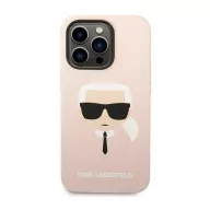   Karl Lagerfeld Silicone Karl's Head Apple iPhone 14 Pro Max Magsafe hátlap tok, halvány rózsaszín