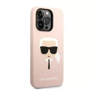   Karl Lagerfeld Silicone Karl's Head Apple iPhone 14 Pro Max Magsafe hátlap tok, halvány rózsaszín