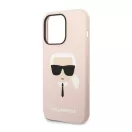 Karl Lagerfeld Silicone Karl's Head Apple iPhone 14 Pro Max Magsafe hátlap tok, halvány rózsaszín