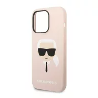   Karl Lagerfeld Silicone Karl's Head Apple iPhone 14 Pro Max Magsafe hátlap tok, halvány rózsaszín
