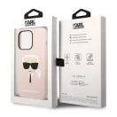 Karl Lagerfeld Silicone Karl's Head Apple iPhone 14 Pro Max Magsafe hátlap tok, halvány rózsaszín