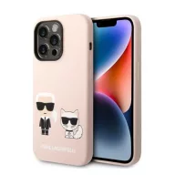   Karl Lagerfeld Silicone Karl & Choupette Apple iPhone 14 Pro Max Magsafe hátlap tok, halvány rózsaszín