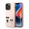 Karl Lagerfeld Silicone Karl & Choupette Apple iPhone 14 Pro Max Magsafe hátlap tok, halvány rózsaszín