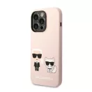 Karl Lagerfeld Silicone Karl & Choupette Apple iPhone 14 Pro Max Magsafe hátlap tok, halvány rózsaszín