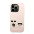 Karl Lagerfeld Silicone Karl & Choupette Apple iPhone 14 Pro Max Magsafe hátlap tok, halvány rózsaszín
