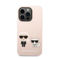   Karl Lagerfeld Silicone Karl & Choupette Apple iPhone 14 Pro Max Magsafe hátlap tok, halvány rózsaszín