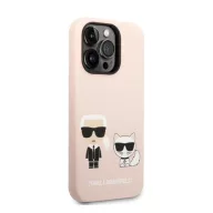   Karl Lagerfeld Silicone Karl & Choupette Apple iPhone 14 Pro Max Magsafe hátlap tok, halvány rózsaszín