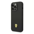 Ferrari Silicone Metal Apple iPhone 14 Pro hátlap tok, fekete