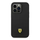 Ferrari Silicone Metal Apple iPhone 14 Pro hátlap tok, fekete