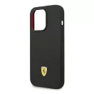 Ferrari Silicone Metal Apple iPhone 14 Pro hátlap tok, fekete
