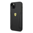 Ferrari Leather Stamp Sides Apple iPhone 14 Plus bőr hátlap tok, fekete