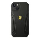 Ferrari Leather Stamp Sides Apple iPhone 14 Plus bőr hátlap tok, fekete