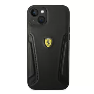   Ferrari Leather Stamp Sides Apple iPhone 14 Plus bőr hátlap tok, fekete