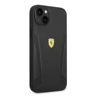   Ferrari Leather Stamp Sides Apple iPhone 14 Plus bőr hátlap tok, fekete