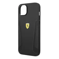   Ferrari Leather Stamp Sides Apple iPhone 14 Plus bőr hátlap tok, fekete