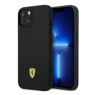 Ferrari Silicone Metal Apple iPhone 14 hátlap tok, fekete