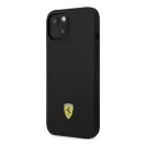 Ferrari Silicone Metal Apple iPhone 14 hátlap tok, fekete