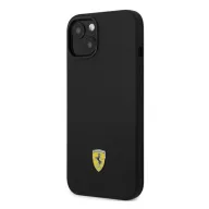 Ferrari Silicone Metal Apple iPhone 14 hátlap tok, fekete