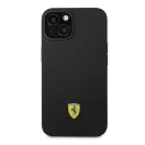 Ferrari Silicone Metal Apple iPhone 14 hátlap tok, fekete