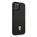 Ferrari Silicone Metal Apple iPhone 14 hátlap tok, fekete