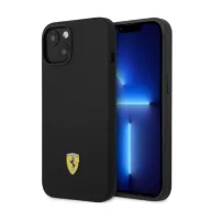   Ferrari Silicone Metal Apple iPhone 14 Magsafe hátlap tok, fekete