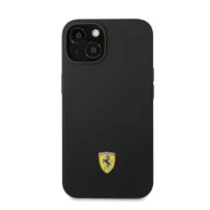   Ferrari Silicone Metal Apple iPhone 14 Magsafe hátlap tok, fekete