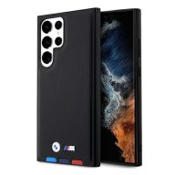   BMW Leather Stamp Tricolor Samsung S23 Ultra hátlap tok, fekete