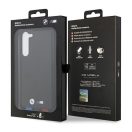 BMW Leather Stamp Tricolor Samsung S23+ hátlap tok, fekete