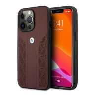   BMW Leather Curve Perforate Apple iPhone 13 Pro hátlap tok, piros