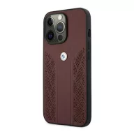  BMW Leather Curve Perforate Apple iPhone 13 Pro hátlap tok, piros