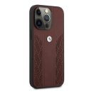 BMW Leather Curve Perforate Apple iPhone 13 Pro hátlap tok, piros
