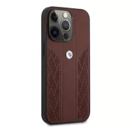   BMW Leather Curve Perforate Apple iPhone 13 Pro hátlap tok, piros
