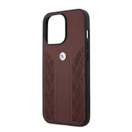   BMW Leather Curve Perforate Apple iPhone 13 Pro hátlap tok, piros