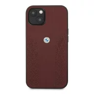   BMW Leather Curve Perforate Apple iPhone 13 hátlap tok, piros