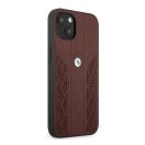 BMW Leather Curve Perforate Apple iPhone 13 hátlap tok, piros