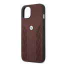 BMW Leather Curve Perforate Apple iPhone 13 hátlap tok, piros