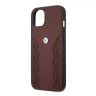   BMW Leather Curve Perforate Apple iPhone 13 hátlap tok, piros